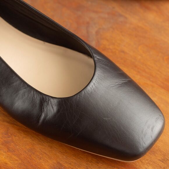 Everlane The '90s Leather Square Toe Italian Made Flat Shoes Womens Size 7.5 BLK - Picture 9 of 11